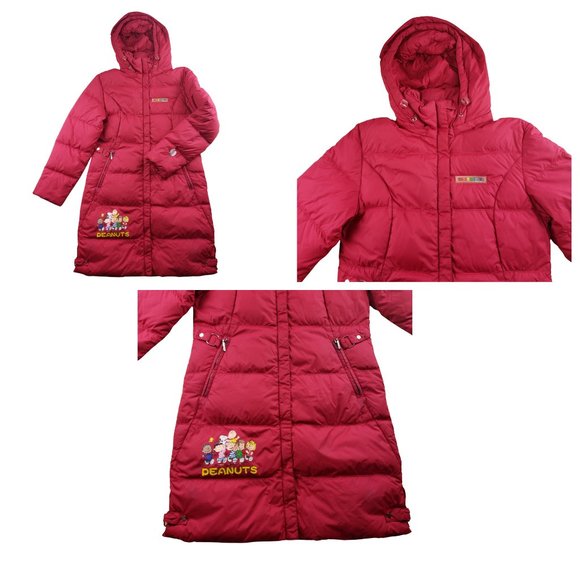 Vintage Snoopy Peanuts Gang Red Puffer Jacket Juniors L Womens S - Picture 5 of 10